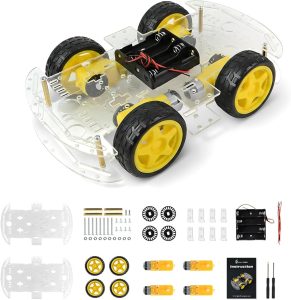 TT Motor, Pil Kutusu, Akrilik Şasi ve Robotik Projeleri için 4 Tekerlekli 4 Tekerlekli Robot Araba Şasi Kiti,Raspberry Pi (4WD Robot Şasi) için 4 Tekerlek Marka: YonPhsy